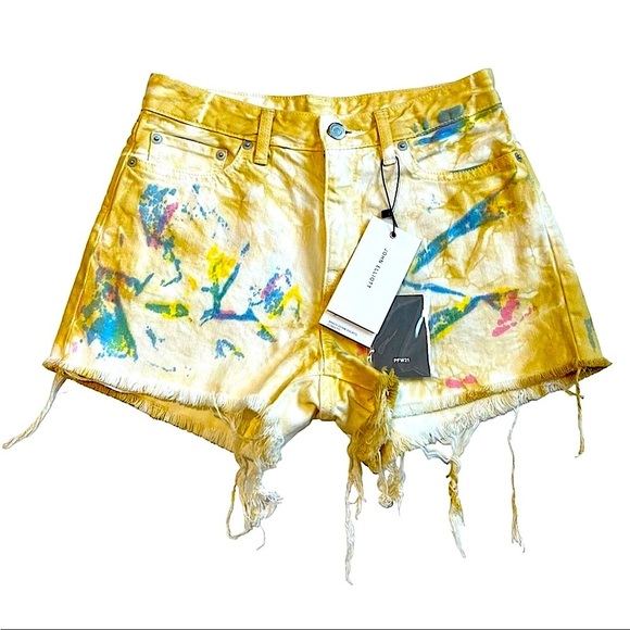 JOHN Elliot Brady Japanese denim shorts 25w Confetti color pattern dye N… - Picture 2 of 16